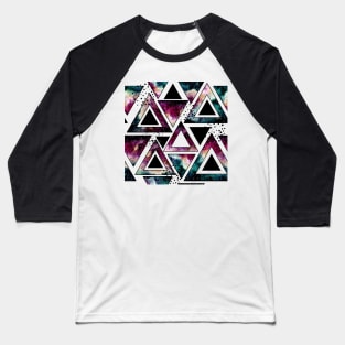 Watercolor Triangles, Galaxy and Black Dots Baseball T-Shirt